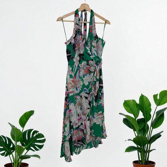 Parker Addie Emerald Floral Silk-Blend Wrap Dress - Picture 6 of 11
